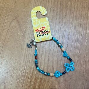NWT Roxy Charm Flower Blue Beaded Surfer Vintage Bracelet